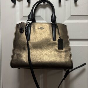 Coach G1481-33859 Crosby Carryall Metallic Gold Crackle Leather/Gunmetal Hrdware